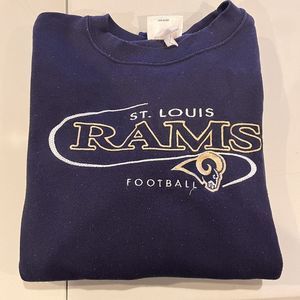 St Louis Rams Sweatshirt Logo Athletic Embroidered Blue LA Rams Pullover Size XL